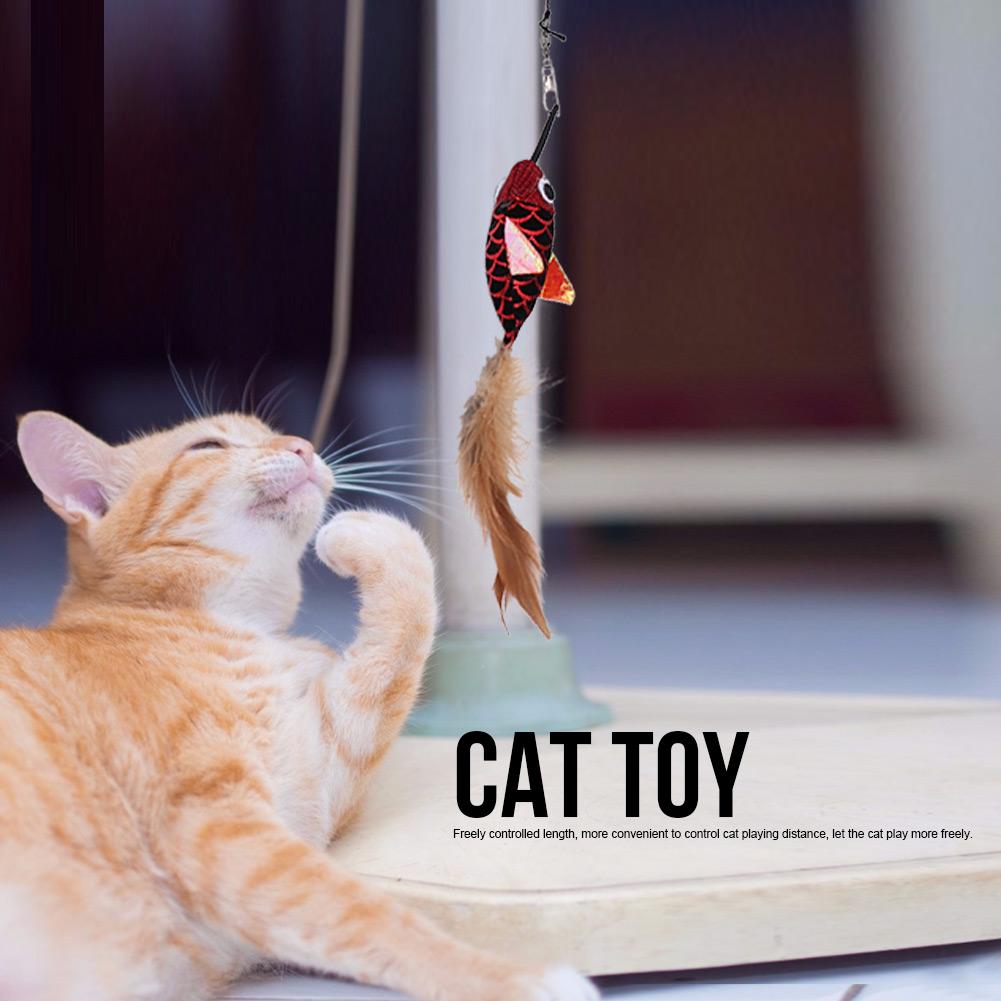 Plastic Simulation Telescopic Pet Cat Funny Teaser Dangler Rod Stick with Catnip Interactive Training Toy