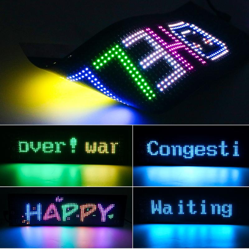 Scrolling Advertising LED Sign Display USB RGB Car App Control Bluetooth Custom Logo Display Text Pattern Animation Programmable