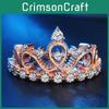 Elegant Rose Gold Plated Korean Crown Ring With Sparkling Gemstones For Women Fashion Jewelry