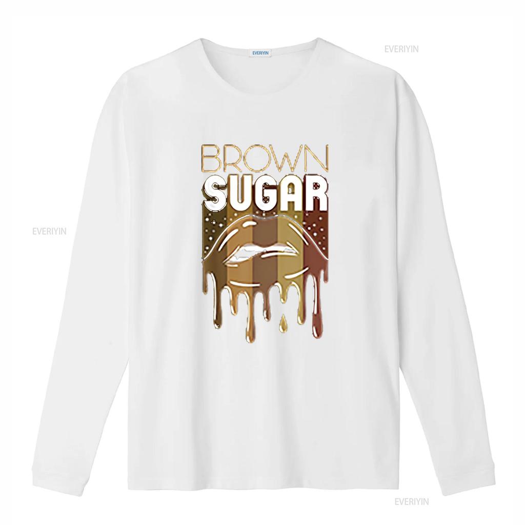 Womens T Shirt Brown Sugar Melanin Black Woman Lips Funny Babe 2XL vintage Washed Casual fashion graphic Versatile homme