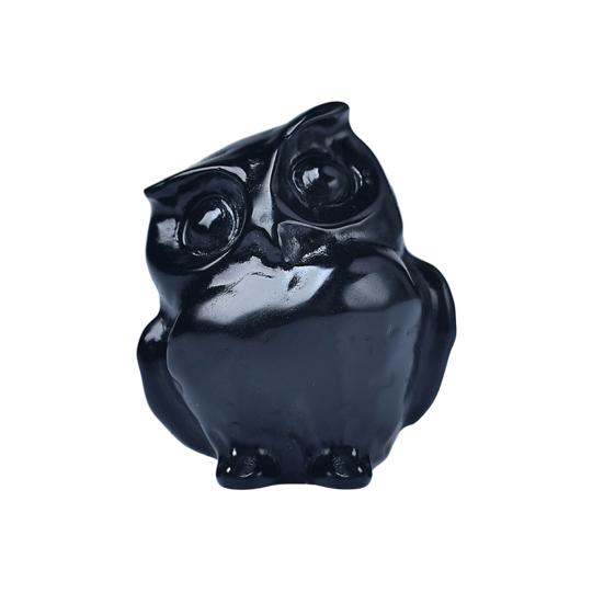 Sculpture de hibou réaliste, joli Faux cristal sculpté à la main, Statue d'animal de hibou poli, ornement de bureau