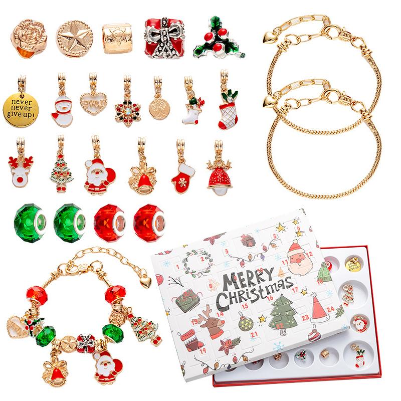 Weihnachts Kristall Armband Adventskalender Geschenk Verlorener Schmetterling Gold Silber 24 Tage Countdown 2025 Kinder Überraschungsbox Stimmungs-Requisiten