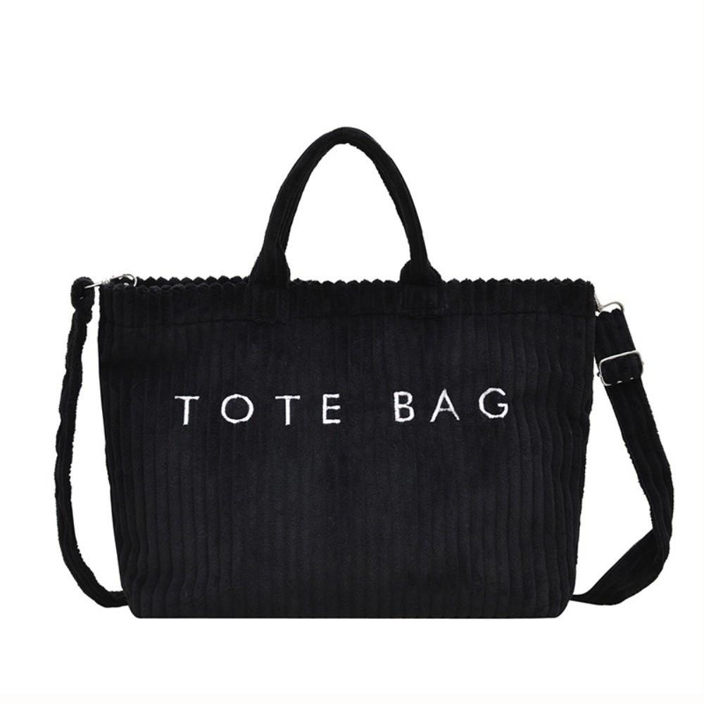 

Large Capacity Slouchy Shoulder Bag Solid Color Letter Embroidery Handbag Friends чёрный