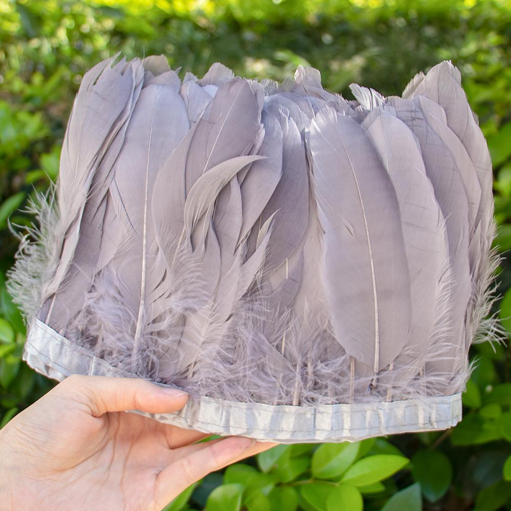 2 Meter Natural Dyed Goose Feather Trim Fringe Ribbon for Wedding Decor Costume Accessories DIY Crafts Gift Wrapping Supplies