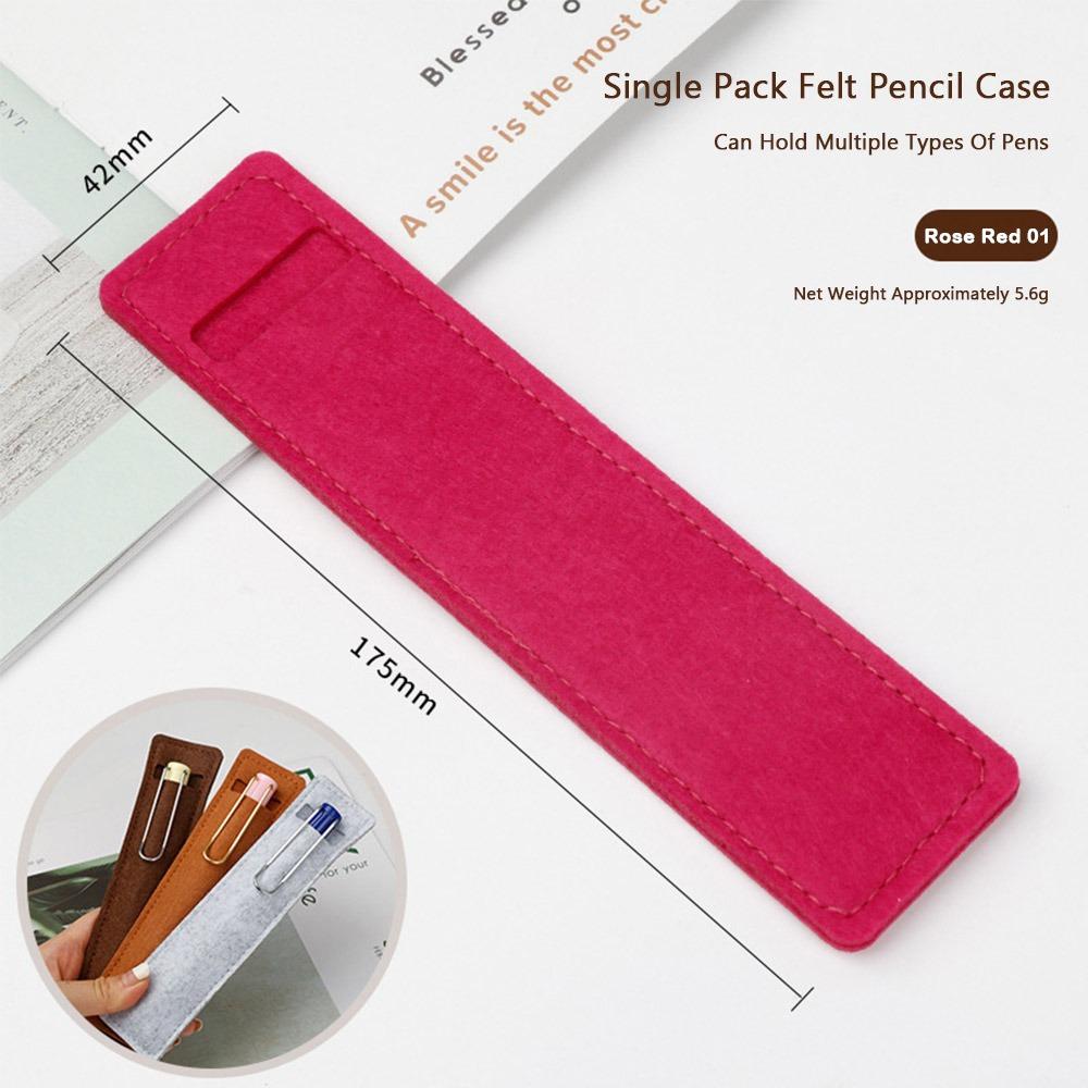 Felt Pen Pouch Multifunctional Pen Protective Sleeve Practical Pen Curtain School Office Rose Red 01
