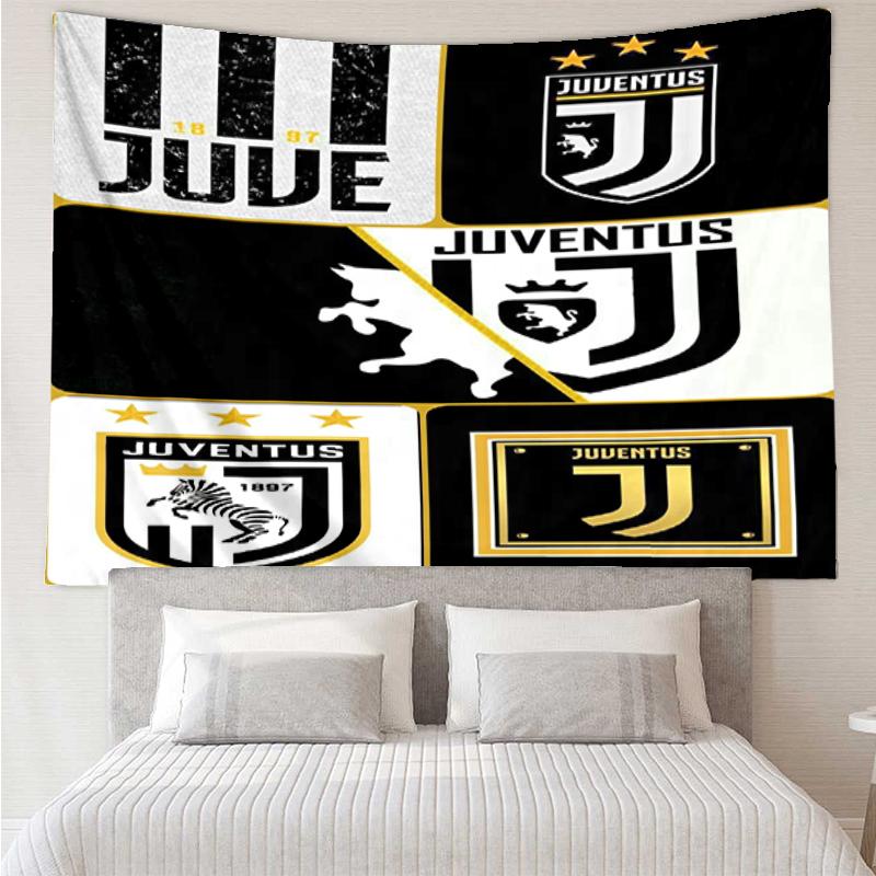 Juventus Football Club Print Tapestry, Backdrop, Easy Setup, Ideal for Bedroom, Office & Living Room, with Aesthetic Wall Hanging Decor.