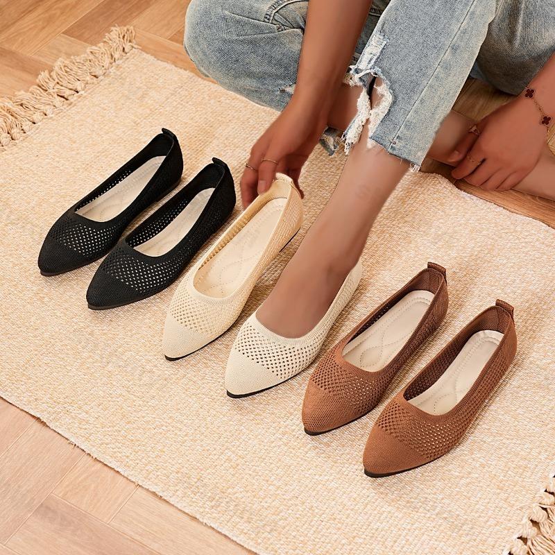 Fashion Women Casual Shoes 2025 Knit Mesh Sport Shoe Comfortable Breathable Versatile Spring Autumn EVA Insole Rubber Outsole Flat Shoes