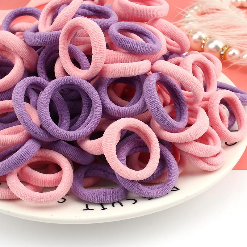 Buy 100Pcs/Set Elastic Rubber Band Girls Fashion Towel Hair Ring Color