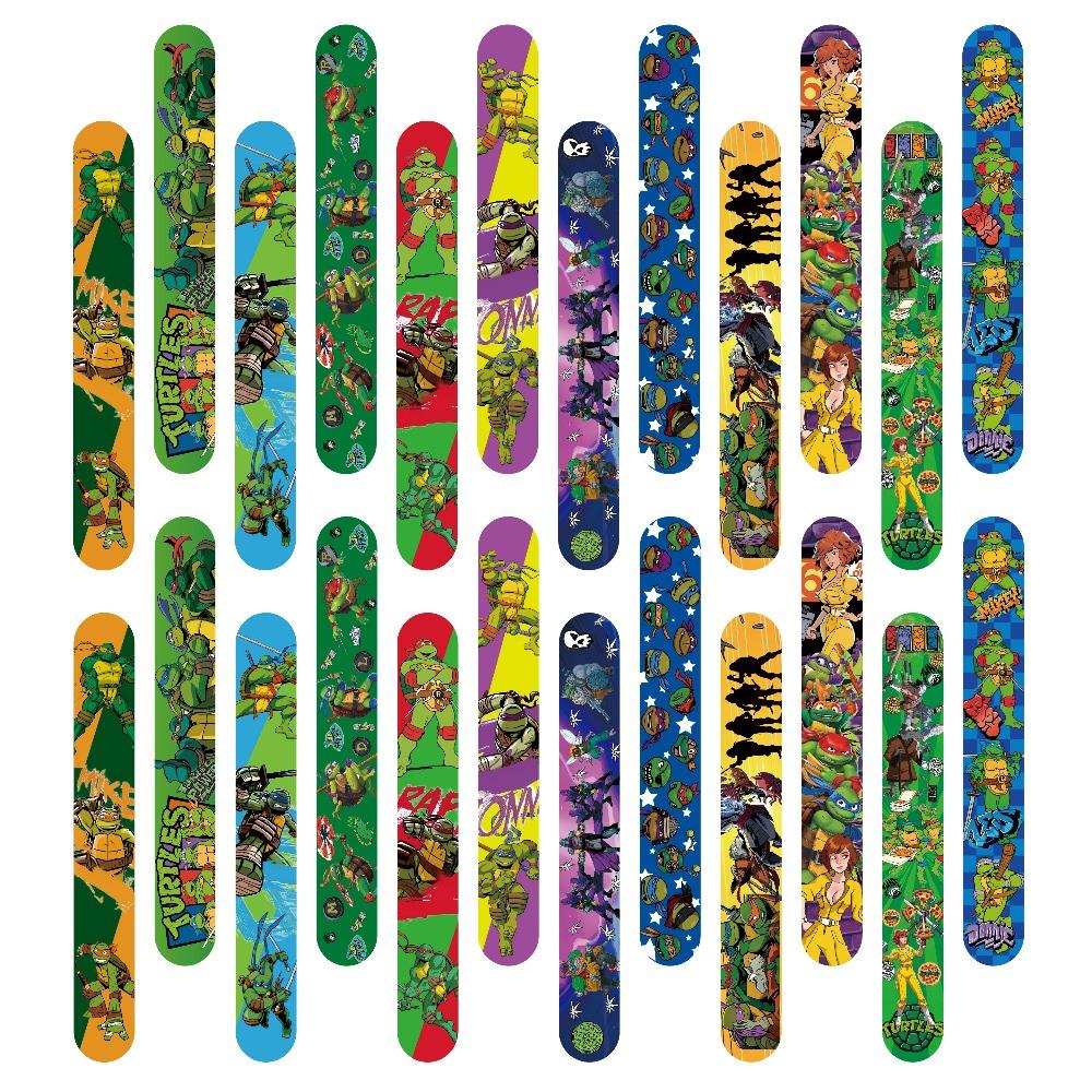 12pcs Teenage Mutant Ninja Turtles Slap Bracelets Kids Birthday Party Favors Wristband Toys for Boys Cosplay Supplies