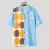 INCERUN Oversized Men Lapel Neck Short Sleeve Polka Dots Print Buttons Casual Loose Shirts Tops