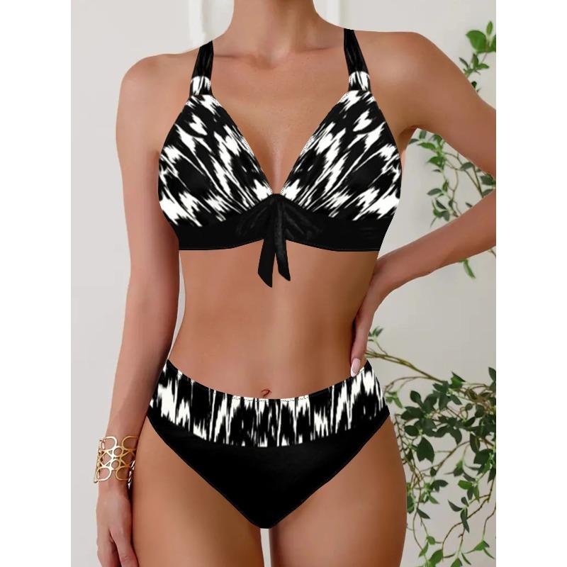 Women's Summer Hanging Neck Straps Strapless Bust Bow Tie Swimsuit Two Piece Swimsuit Bikini Casual Beachwear S-5XL