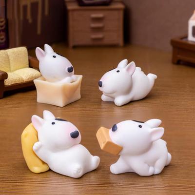 Cute Mini Bullhead Terrier Dog Figurines Micro Landscape Car Dashboard Home Desktop Ornaments