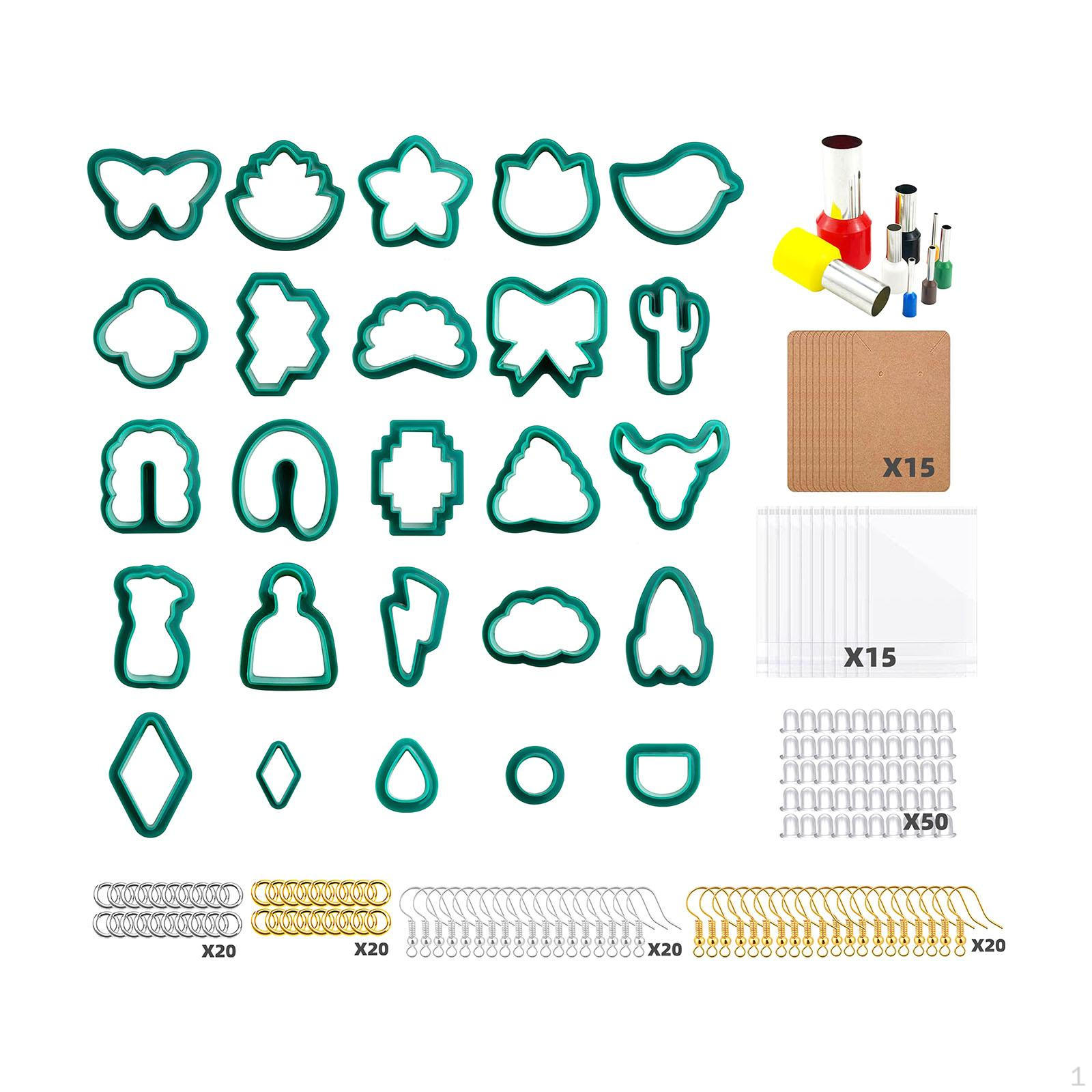 

Polymer Cutter for Clay Earring Making Supplies Tools Shapes зелений