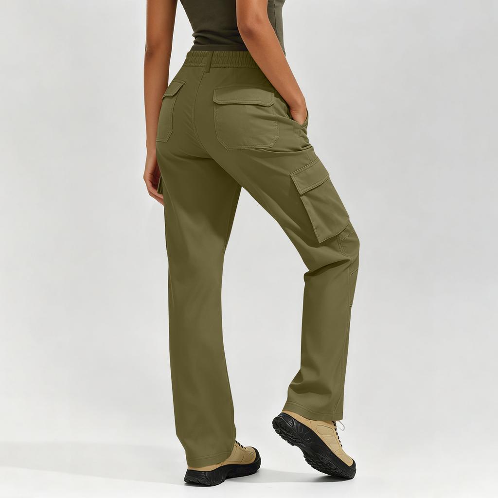 Damen Utility Cargo-Hose mit Reißverschluss Mehrere Taschen Strapazierfähige Nähte Outdoor-Wander-Arbeitskleidung Hosen