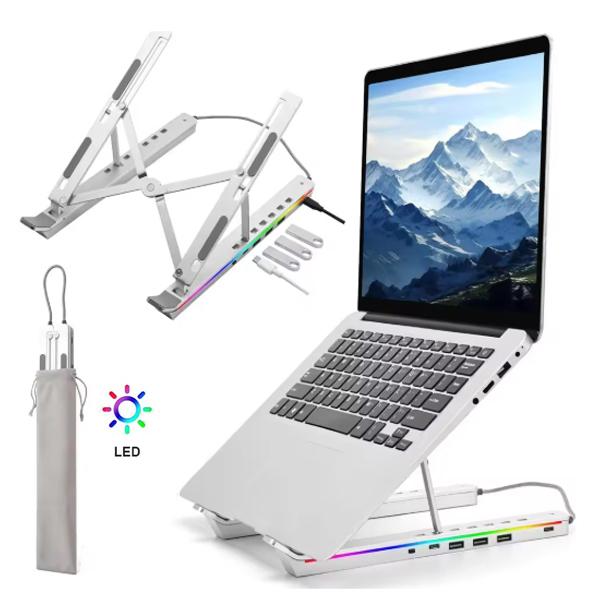 Stojak na laptopa USB C Stacja dokująca Przenośny wspornik Składany Regulowany Uchwyt na komputer PC Tablet Stojak Uchwyt odprowadzający ciepło