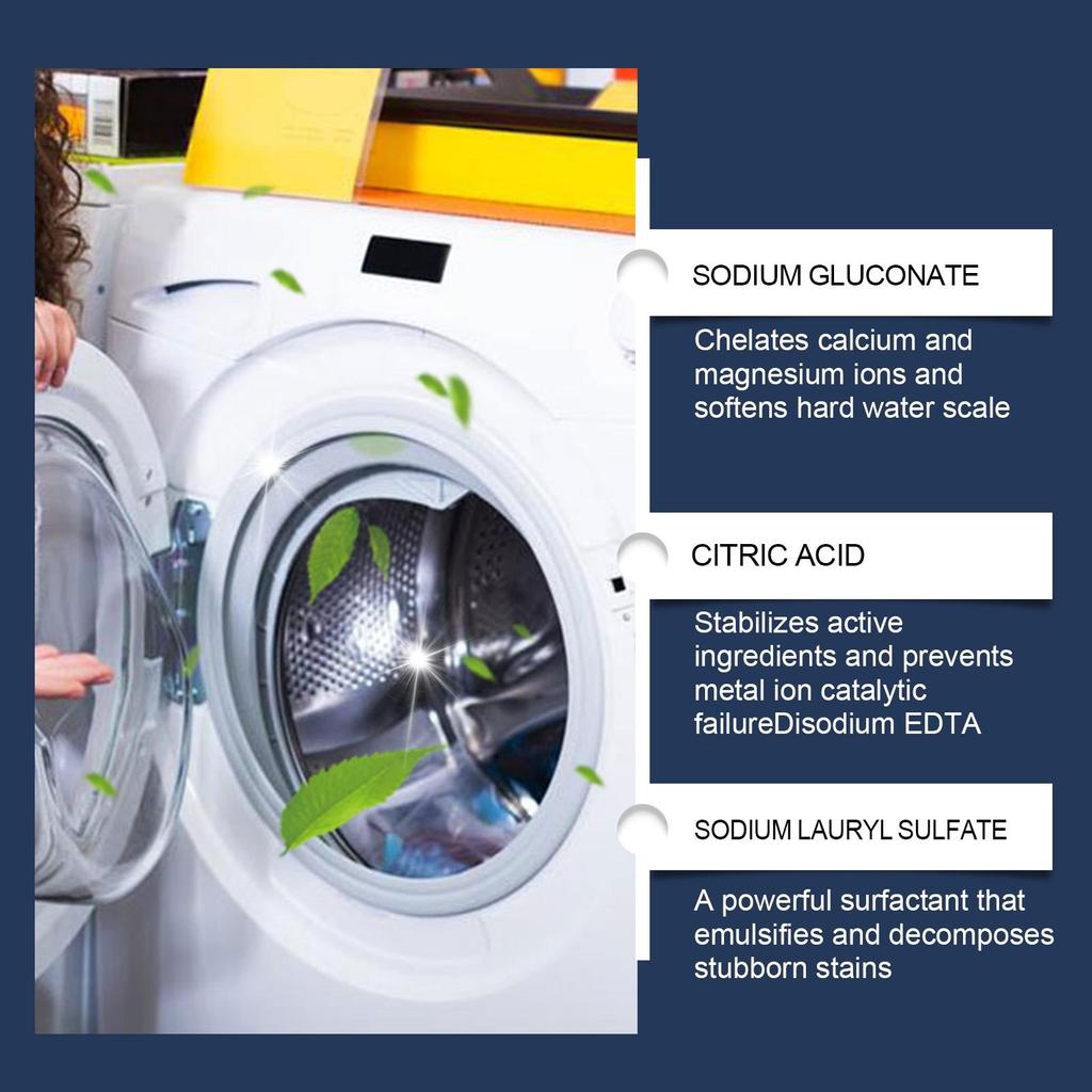 Washer cleaner Stain remover All models fit Odor elimination Freshness Low foaming formula protects the inner tube