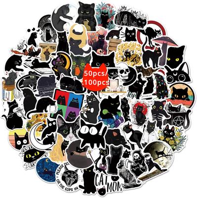 50/100PCS Cute Cartoon Cats Sticker Pack Waterproof Vinyl Decors for Water Bottle Laptop Phone Guitar Scrapbook Kawaii Gifts for Kids