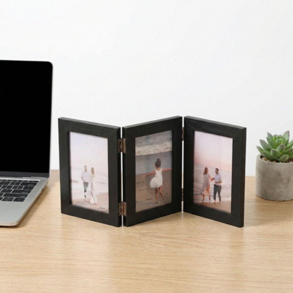 Triplex Frame Folding Photo Frame Rectangular Hinge Photo Frame  Living Room Decor
