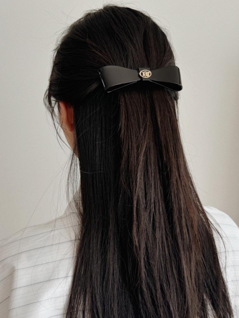 Oar Classic Marble Ribbon Hairpin [Black]