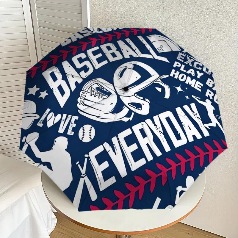 1pc Baseball Everyday Love Play Ball Home Run Umbrella with Plastic Handle,Suitable for All Seasons Home Travel Outdoor UmbrellaDD074
