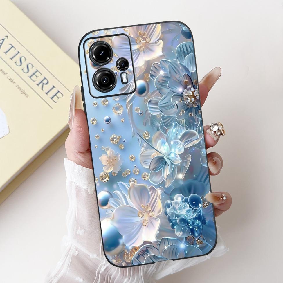 For Moto G13 G14 G15 Phone Cover For Motorola Moto G14 Case Silicone Luxury Fashion Flowers Love Cute Funny Cool Painted Bumper