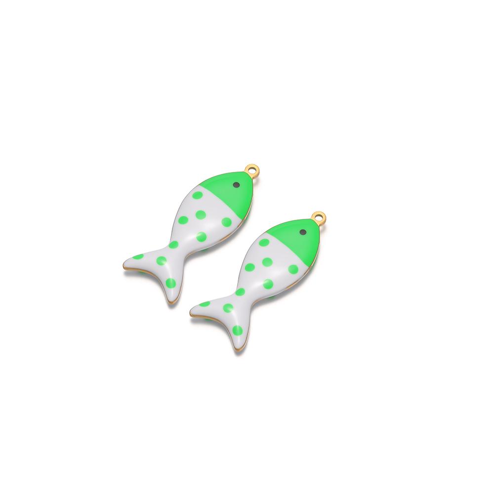 5pcs Stainless Steel Enamel Garrupa Dot Fish Cute Charms for DIY Earrings Making Jewelry Necklace Women Kids Bracelet Pendants
