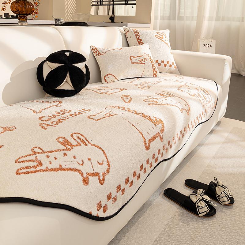 

Зимний ретро теплый флисовый чехол для дивана нескользящий чехол для дивана защитный универсальный неровный диван с принтом животных подушка 90x70