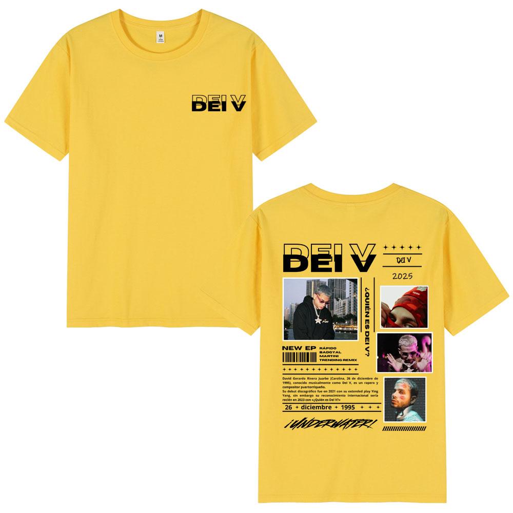 Rapper Dei V Quien Es Dei V? Tour 2025 T-shirts Men Women Hip Hop Oversized Music T-shirt Classic O-Neck Loose Unisex T Shirt