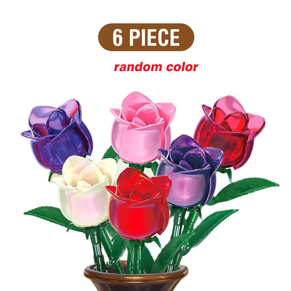 

Christmas Gifts Decorations Building Blocks Roses Flowers Block Romantic Red Blue Rose Flower Bouquet Birthday Gifts Girlfriend