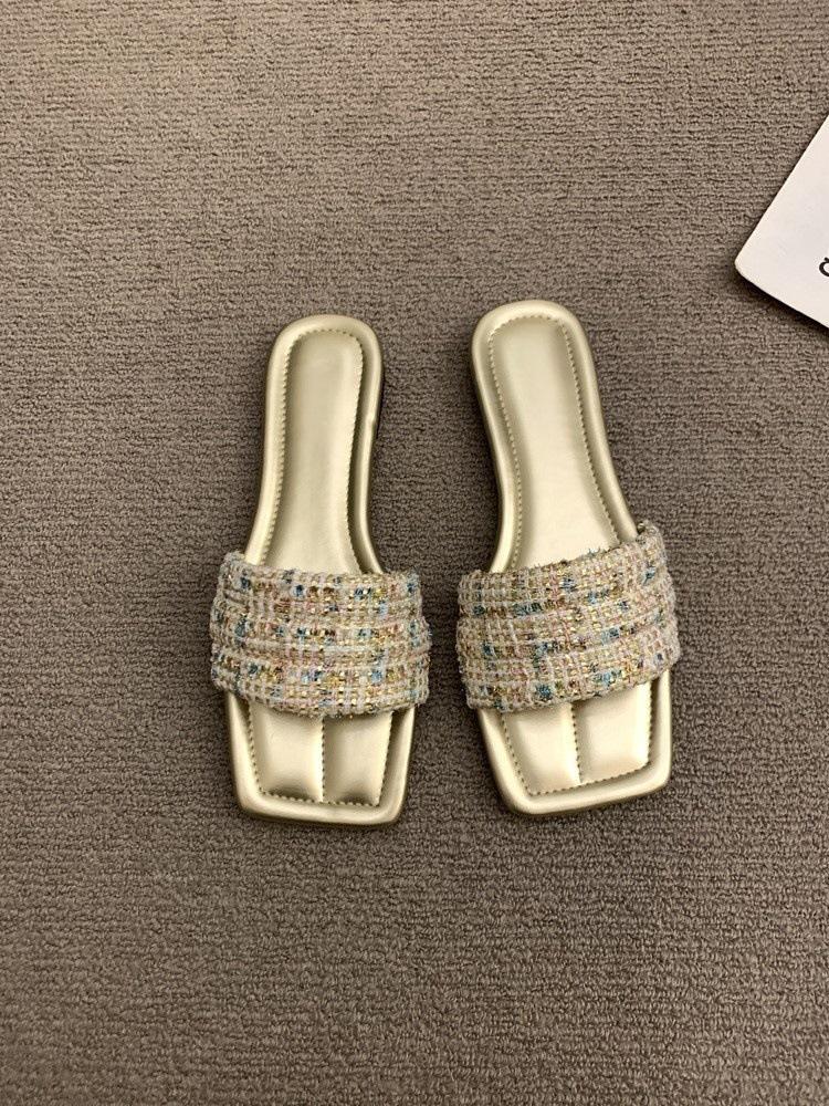 

Французские крутые тапочки женские летние модные сказочные на плоской подошве для дома нескользящие на толстой подошве шерстяные повседневные шлепанцы 40