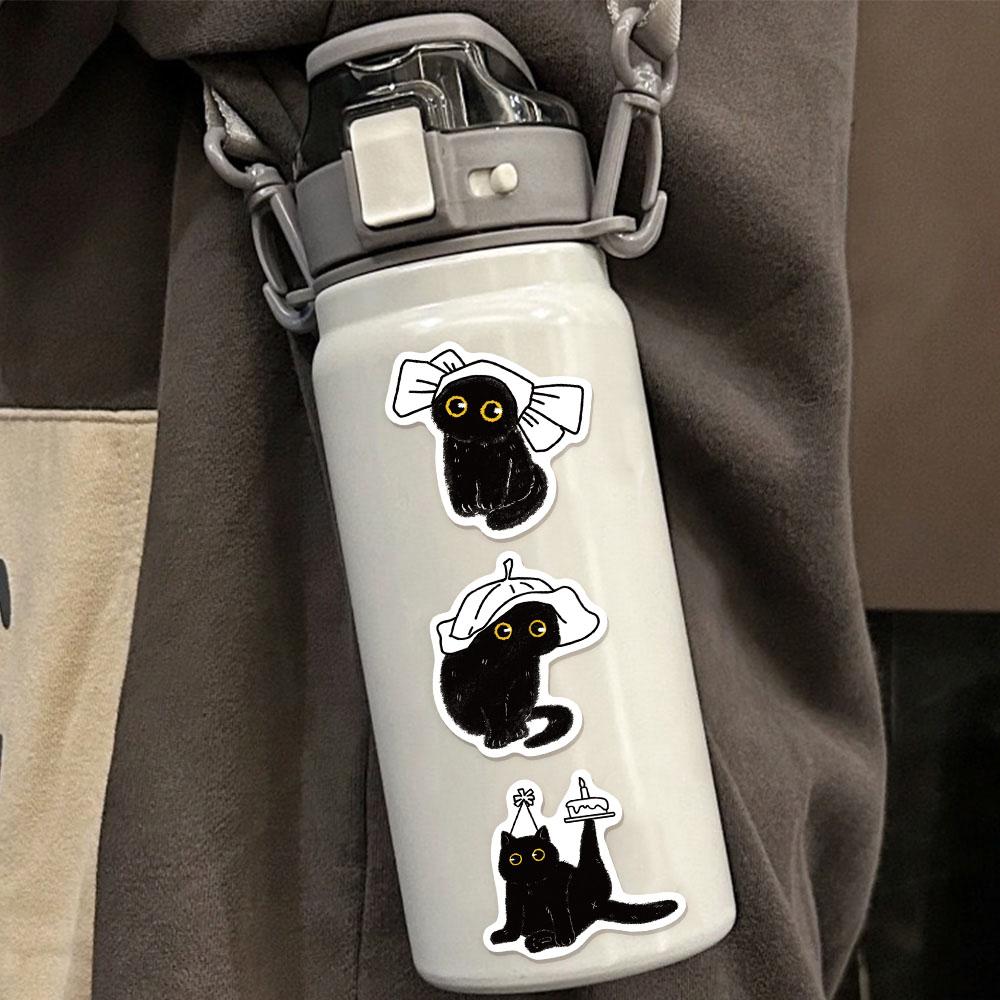 50PCS Lucky Black Cat Log Stickers Decoration DIY Handaccount Phone Case Notebook Skateboard Waterproof Stickers