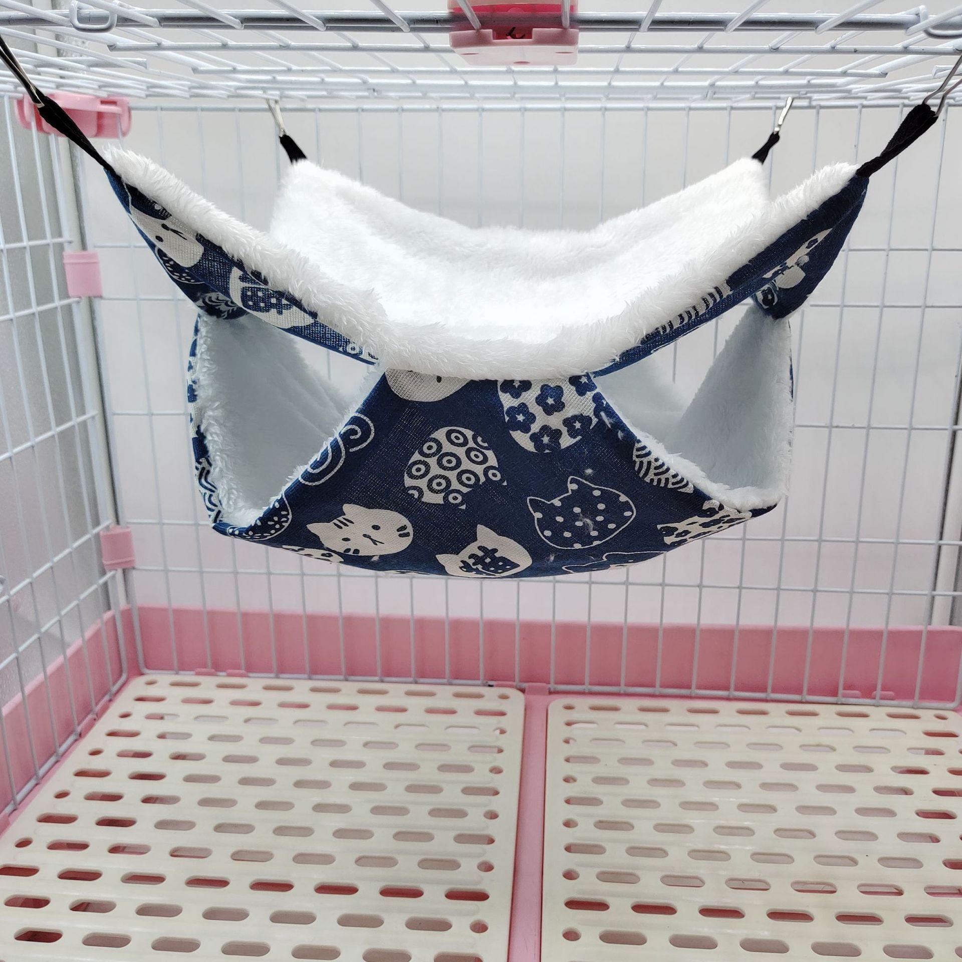 

Товары для домашних животных, двухслойный теплый спальный мешок для хорьков, крыс, клетка для хомяка, гамак для домашних животных, беличьи кровати 20x20cm-Blue cat