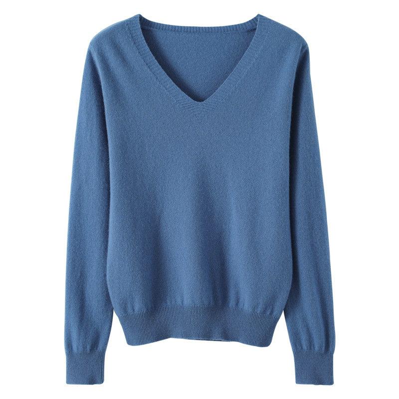 Winter V-neck Sweater Knitted Bottoming Shirt Women's Loose Fashionable Sweater Autumn Shirt
