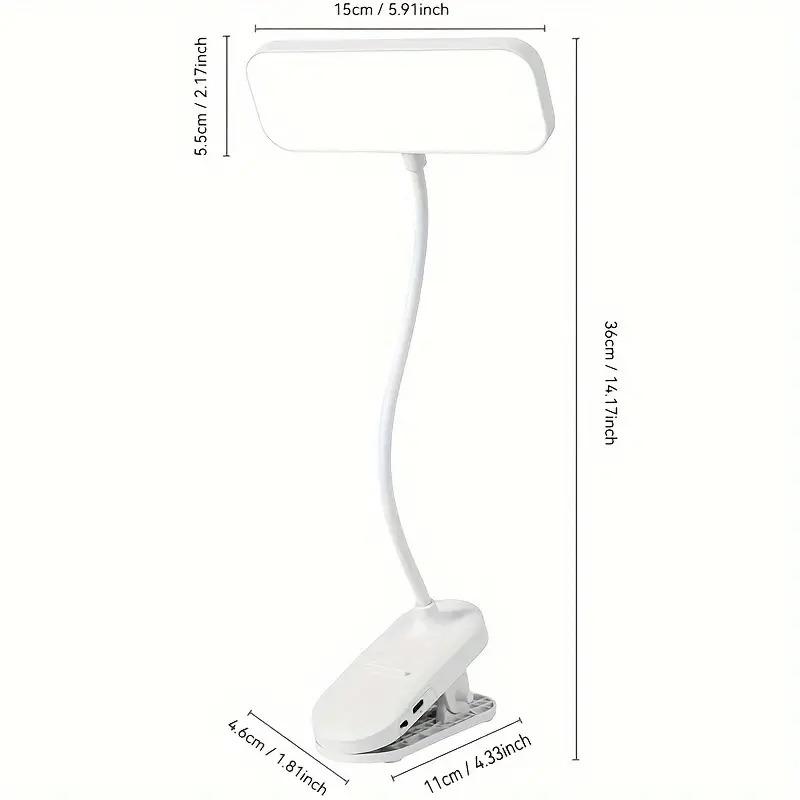 Clip-on LED USB Charging Desk Lamp for College Students, Dormitory Desk and Bedroom Reading Lamp, Suitable for Office, Study, Be