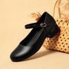 Fashion One-Line Button Mother Shoes Spring Autumn Square Toe Mary Jane Shoes Women's Single Shoes Work Shoes Leather Shoes Comfortable