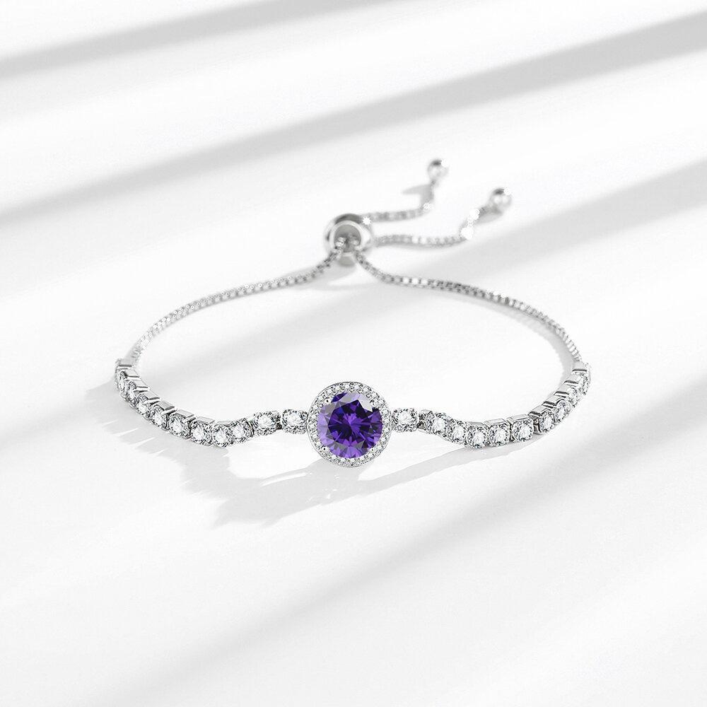French Romantic 925 Silver Pull-Up 2 Carat Round Bag Zircon Imitation Moissanite Ladies Bracelet Wedding Jewelry