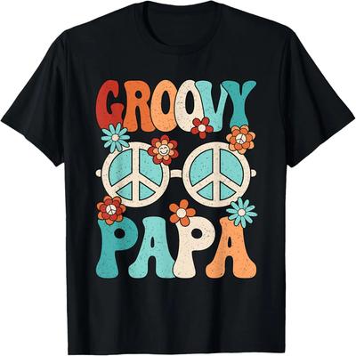 Groovy Papa Dad Hippie Peace Disco Men 60s 70s Party Outfit T-Shirt,Crew T-shirt