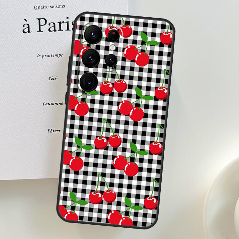 Food Fruit Red Cherry Case For Samsung Galaxy S26 Ultra S25 S23 S22 S21 S24 Ultra S10 S20 Plus S25 FE Phone Cover