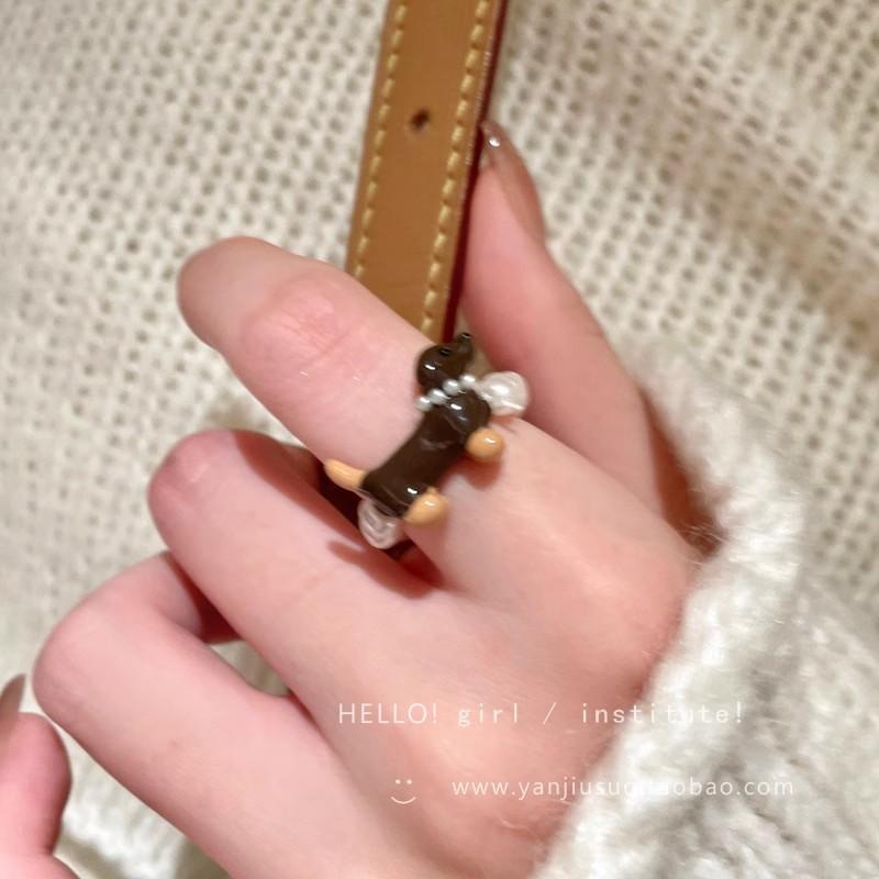 Wind Pearl Zircon Butterfly Ring Female Niche High-end Sense Light Luxury Couple Pair Ring Temperament Open Ring