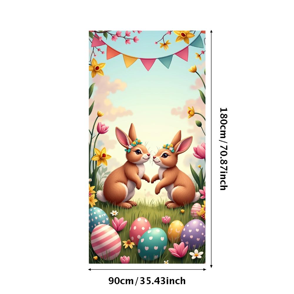 Bunny Backdrop Fabric Party Supplies Easter Banner Lightweight Photography Props For Indoor Spring Decorations Kids