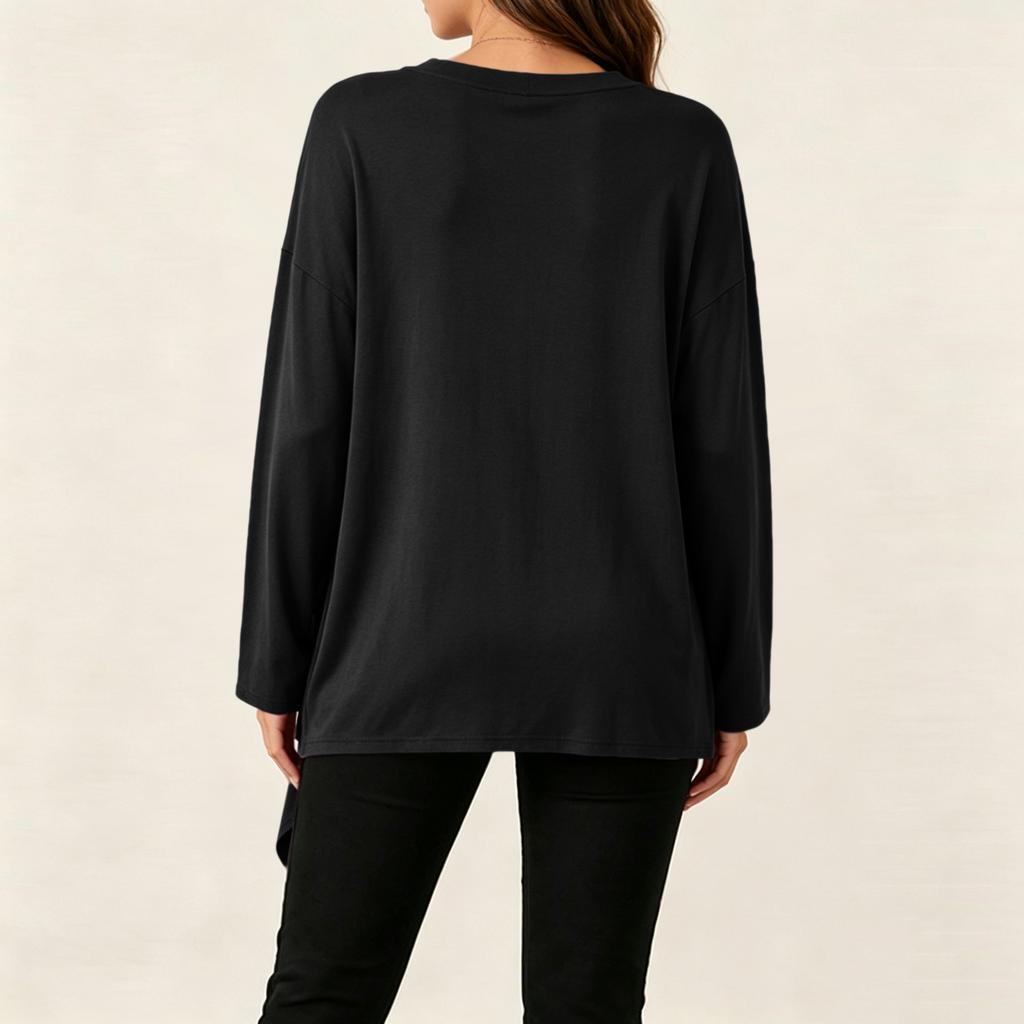 Women's Elegant V Neck Long Sleeve Top Color Casual Blouse for Everyday Wear