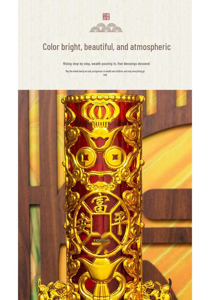 Smokeless Crystal Candle for Buddha Offerings, Housewarming, or New Year Celebrations - Windproof Red Butter Lamp