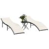 Vidaxl Sun Loungers with Table, 2 Pcs, Black, Poly Rattan