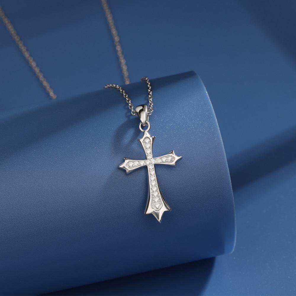 S925 Sterling Silver Cross Pendant Necklace for Women Elegant Minimalist Collarbone Chain
