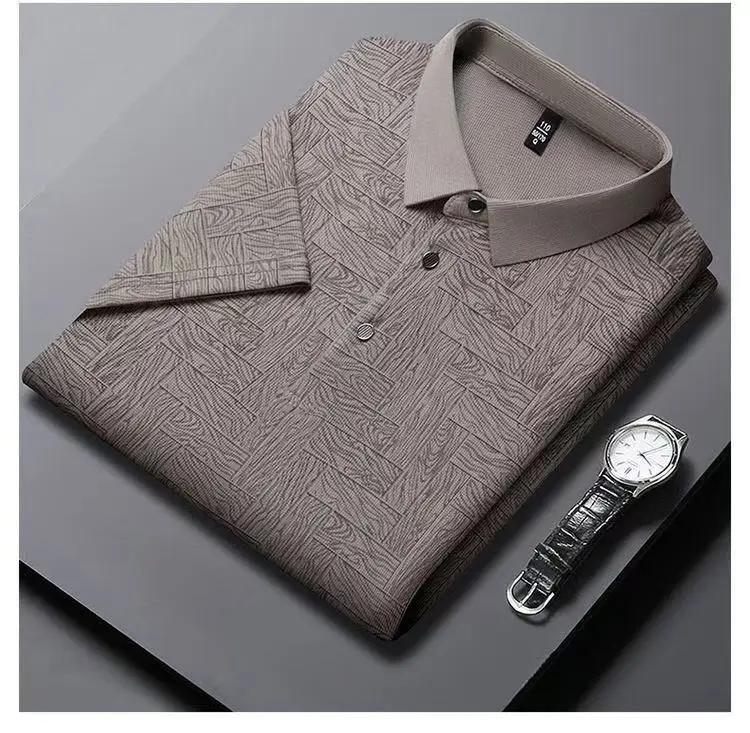 Pánské nové letní business casual POLO tričko s krátkým rukávem Módní s krátkým rukávem Pohodlný a prodyšný top