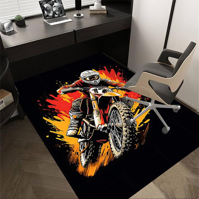 

1PC Motorcycle Dirtbike Non-Slip Floor Carpet Compatible for Office&Living Room&Bedroom&Dining room - Flat-Weave Machine-W312 60cm by 90cm