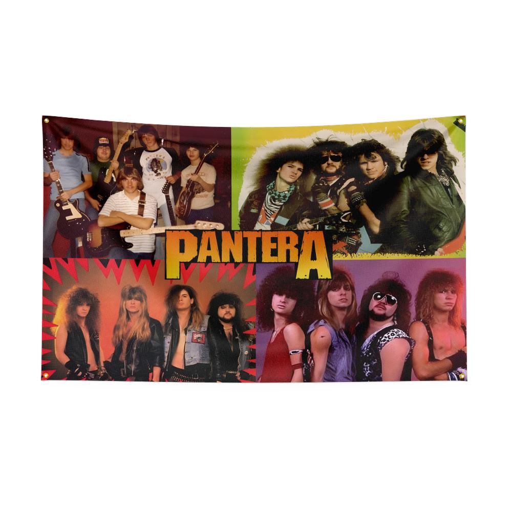 Ppanteras Flag Rock Music Band Banner 3x5ft With Brass Grommets Hd Printing Tapestry Exhibition Music Band Fans Garage Decor