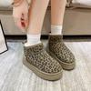 2024 Women's Velvet Thick Bottom Soft Bottom Leopard Pattern Winter Velvet Thick Leopard Pattern Flat Bottom Snow Boots