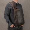 Crazy Horse Leather Chest Bag Large Capacity Men's Leisure Diagonal Cross Bag with USB Cowhide Shoulder Bag Commuting Leisure Shoulder Bag