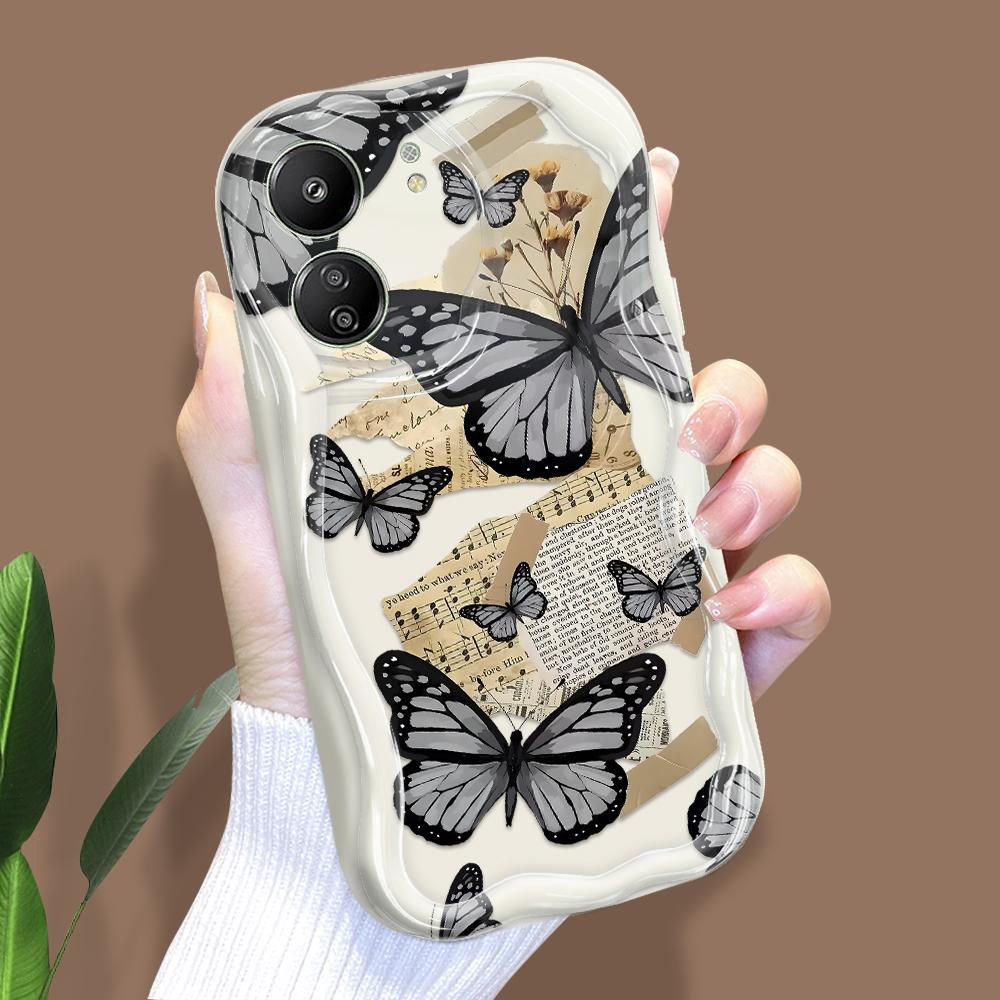 Cute Cartoon Pattern Cream Texture Casing Wavy Edge Soft Silicone Cover Phone Case for Xiaomi Redmi